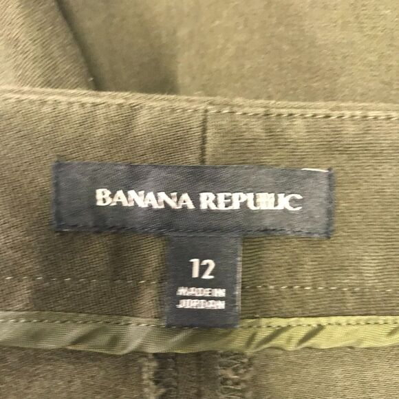 Banana Republic Pants Womens 12 Olive Green Flat Front Mid Rise Flare Stretch - Picture 5 of 11